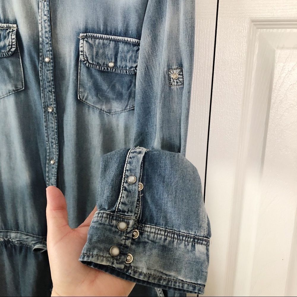 JUSTFAB Chambray Shirt Jumpsuit L - Picture 6 of 8